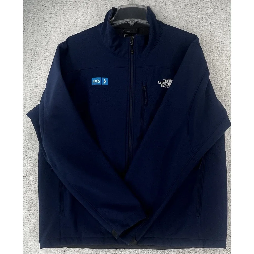 The North Face Jacket Mens XL Apex Bionic Softshell Navy Silicon Valley Bank EUC